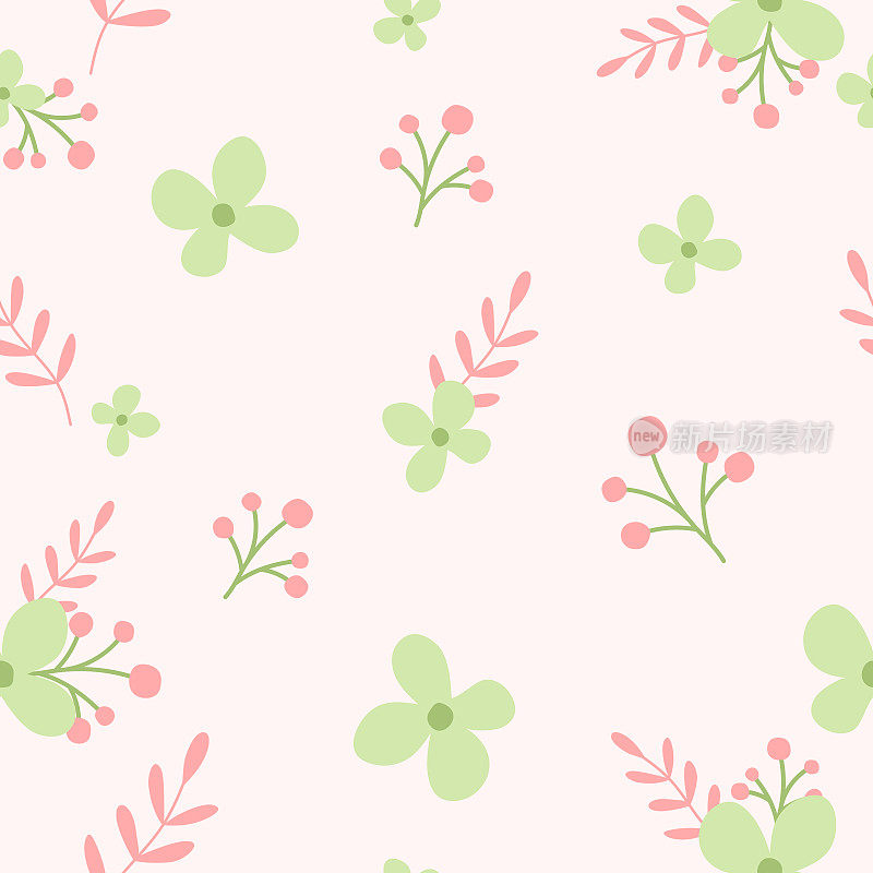 花无缝图案。无缝绽放花卉图案。粉红色的背景。春天的花。插图矢量10 eps。